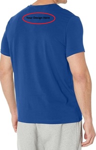 เสื้อยืดคอวีสำหรับผู้ชายเสื้อยืดแขนสั้นเข้ารูปสีล้วนพิมพ์ลายโลโก้ออกแบบได้ตามที่ต้องการ - Product Image 2