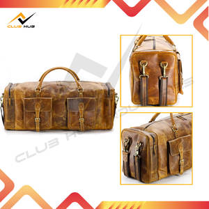 Sac de voyage en cuir véritable fait à la main pour hommes - Écologique Capacité 30-40L Couleur et logo personnalisables - Product Image 5