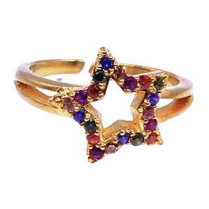 Anillo de estrella multicolor chapado en oro de Plata de Ley 925 - Product Image 6