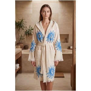 Varol - Bata de Baño con Capucha para Mujer, 100% Algodón Orgánico, Suave y Ecológica, Estilo Casual, Tejido de Heliona V2 - Product Image 1