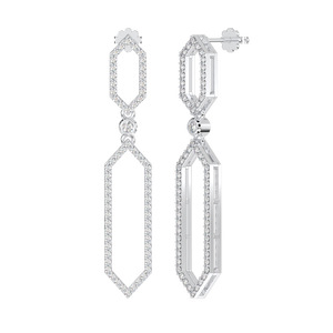 Pendientes de gota de Plata de Ley 925 para mujer, joyería fina de piedra de circonia cúbica de corte brillante redondo hueco hexagonal, regalo de alta calidad para mujer de Vietnam - Product Image 6