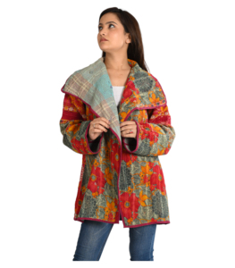 Chaqueta Corta de Algodón Hecha a Mano para Mujer, Estilo Bohemio Floral, Tejida y Reversible para Otoño e Invierno - Product Image 3