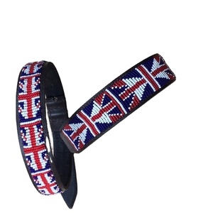 100% Genuine Leather <b>Dog</b> <b>Collar</b> with Bead Work Solid Pattern Padded Rivet Decoration Top Indian Supplier Wholesale Manufacturer - Product Image 1