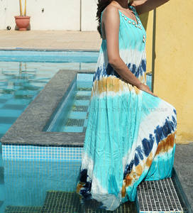 คอลเลคชั่น2024โบฮีเมียนสำหรับผู้หญิงเดรสแม็กซี่แขนกุดและเว้าหลังมัดย้อมผ้าเรยอนมัดย้อมสำหรับฤดูร้อน - Product Image 3