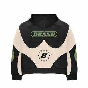 Propre marque survêtements prix de gros imprimé Logo grande taille hommes vêtements d'hiver 100% coton respirant mode fermeture éclair survêtements - Product Image 3