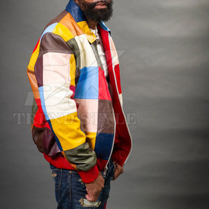 Veste en cuir patchwork pour homme, coupe structurée et finition durable, veste en cuir patchwork élégante pour homme - Product Image 3