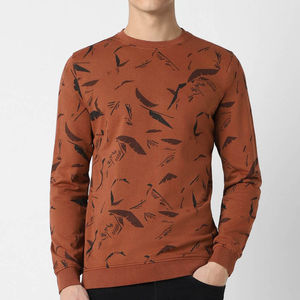 Breathable High Quality Basic <b>Brown</b> Print Round Crew Neck Men's Sweatshirt Custom Cotton Blended Sweatshirt At Factory Price - Product Image 1