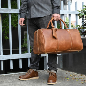 Bolsa de lona de cuero Vintage de alta calidad, bolsas de viaje impermeables y fuertes de gran capacidad para actividades al aire libre - Product Image 4