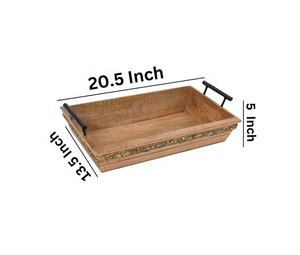 Plateau de service en bois d'acacia artisanal, écologique, durable, de qualité commerciale, très vendu, pour la restauration et les restaurants - Product Image 3