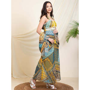 Conjunto de Dos Piezas para Mujer, Estilo Indo-Occidental, Chifón Estampado Multicolor, para Oficina, Disponible en Tallas XS, S, XL, XXS - Product Image 5