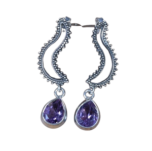 Bijoux pour femmes Boucles d'oreilles style bohème en argent 925 Sterling Silver Amethyst Gemstone Trending Handmade Gift Love - Product Image 1