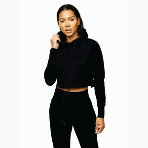 Sudadera con Capucha Corta para Mujer, Personalizada al por Mayor, 45% Algodón, 55% Poliéster, Forro Polar, Diseño Noir Sky Script - Product Image 1