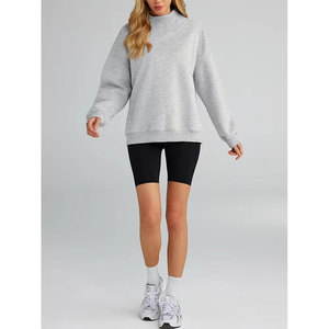OEM de gran tamaño francés Terry mujeres sudadera personalizada 3D bordado deportes cuello redondo holgado Jumper para las mujeres - Product Image 1