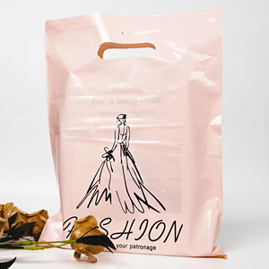 Vente en gros de sacs gousset en plastique PEHD PE-BD découpé à l'emporte-pièce avec logo personnalisé avec poignée pour emballage de friandises pour la boutique de cadeaux bonbons shopping - Product Image 5