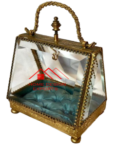 Boîte à bijoux en métal et verre en laiton pur au design attrayant, boîte à bijoux en métal de luxe à la vente chaude pour le rangement - Product Image 6