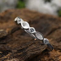 Monture de bague demi-éternité en argent 925 fait main, avec serti marquise 2x4mm, pour zircon, pour la création de bijoux DIY avec lait maternel souvenir