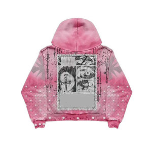 ชุดสองชิ้นวินเทจของผู้ชายชุดเสื้อมีฮู้ดและกางเกงวอร์มพิมพ์ลายหน้าจอพลอยเทียมเต็มรูปแบบสำหรับวิ่งจ็อกเกอร์แอซิดชุดเหงื่อบาน - Product Image 4