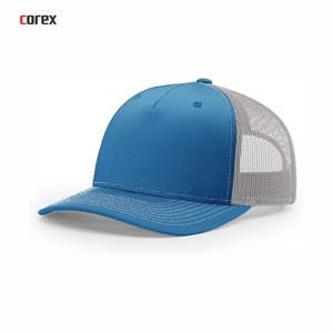 Custom Blue Mesh Trucker Hat 5-Panel Adjustable Breathable Waterproof Casual <b>Cap</b> for Adults <b>Winter</b> Outdoor Unisex Style - Product Image 1