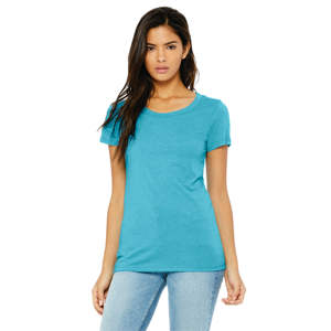 Camiseta de manga corta para mujer, 50% poliéster, 25% Airlume, peinado y anillo, 25% algodón, rayón, 40, 3,8 oz, Aqua - Product Image 1