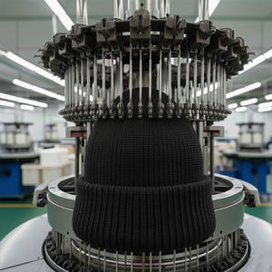 Gorro Unisex de Acrílico Naranja y Negro, Gorro de Invierno Tejido Personalizado, Cálido, Liso, con Puño, Patrón Sólido, Venta al por Mayor Común - Product Image 2