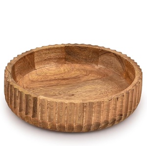 Elegant Polished <b>Walnut</b> Wood Serving Bowl Handcrafted Deep Salad Fruit Bowl for Kitchen Dining <b>Table</b> Centerpiece - Product Image 2