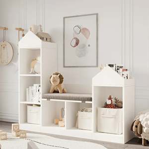 Ensemble scandinave moderne en bois et plastique, meuble multifonctionnel pour coin lecture, salle de bain, maternelle, chambre, école, gymnase, cuisine - Product Image 3