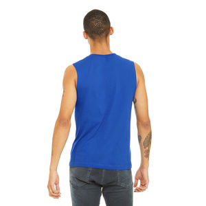 Camisetas sin mangas de algodón Reyna hilado en anillo peinado azul real Camisetas sin mangas de lona Bella para hombre Precio al por mayor - Product Image 3