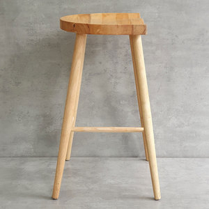 Taburete de Bar de Diseño Escandinavo GBSK010, Estructura de Madera Maciza de Caucho y Acero para Hogar o Casa de Campo con Asiento Curvo - Product Image 4