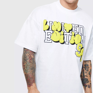 Camisetas de gran tamaño con hombros caídos para hombre de algodón 100% de alta calidad, serigrafía personalizada, diseño en blanco, estilo Ringer de ajuste holgado - Product Image 3