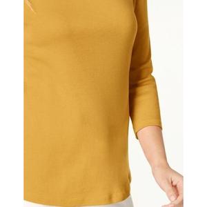 Top da donna Charter Club in cotone Pima a quadri dorati, con bottoni sulle spalle, taglie dalla S alla XL, disponibile in maglia, popeline e lino. - Product Image 3