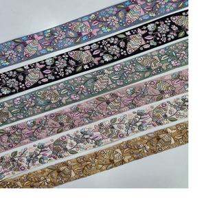 Cordones de trabajo de hilo bordado hechos a medida con opciones multicolores en bordado de lentejuelas en 1,5 pulgadas de ancho - Product Image 5