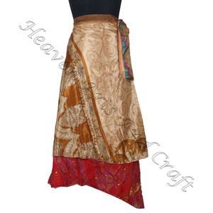 กระโปรงยาวใส่ไปชายหาดของสาววิทยาลัยกระโปรงยาว2ชั้นผ้าส่าหรีผ้าไหมวิเศษใส่กลับด้านได้มีสไตล์วินเทจเมจิก - Product Image 1