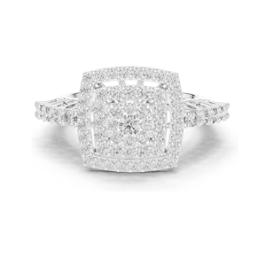 Anillo con Halo Floral de Diamantes Cultivados en Laboratorio, 0.88 CT en Total, Claridad VVS-VS EF, Disponible en Oro de 18K, 14K, 10K y Plata 925 - Product Image 1