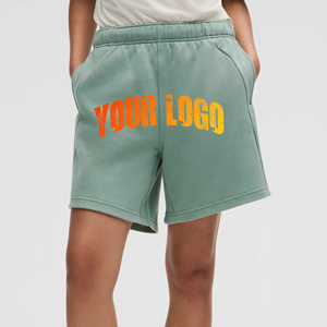 Shorts pour femmes en coton 100% personnalisés avec logo imprimé personnalisé, poches latérales, bouton, couleur unie, séchage rapide et respirant, streetwear - Product Image 1