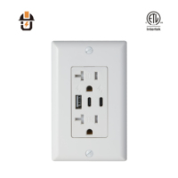 ETL Onaylı 30W 1 USB-A ve 2 USB-C Şarj Cihazı Çiftli Priz 20A 125V ABD Elektrik Prizi Kurcalamaya Dayanıklı Priz