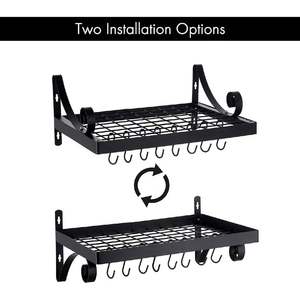 ชั้นวางหม้อสำหรับฝาหม้อและที่แขวนกระทะราวแขวนติดผนังชั้นวางของในครัวดีไซน์ใหม่ที่ดีที่สุด - Product Image 2
