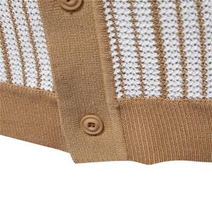 Polo de malla a rayas para hombre 2025-Top de punto con panel de contraste transpirable con cuello vuelto - Product Image 4