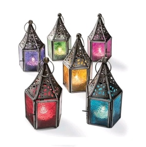 Hot Selling Handmade Iron <b>Lantern</b> <b>Candle</b> Holder Tapered Modern Art Unique with Patterned Glass Panels <b>for</b> Weddings & Christmas - Product Image 3