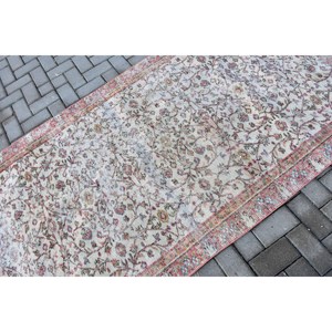 3.9x8.5 ft Turkish Rug, Vintage Rug, <b>Red</b> Plants & trees <b>Wool</b> Rug - Product Image 5