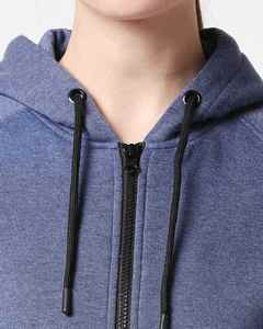 Sweat à capuche bleu pour femme, fermeture éclair intégrale, polaire doux et chaud, manches longues, poches avant, option logo personnalisé, confortable, décontracté pour l'hiver, 100% coton - Product Image 5