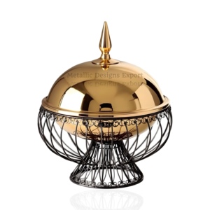 Chauffe-buffet décoratif noir et or avec base en fil métallique unique pour les hôtels, les restaurants et les maisons. - Product Image 2