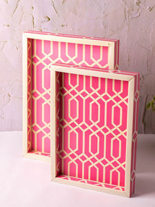 Plateau de service rectangulaire décoratif poli de haute qualité prix économique incrustation d'os pour la maison hôtel Restaurant artisanat naturel - Product Image 4