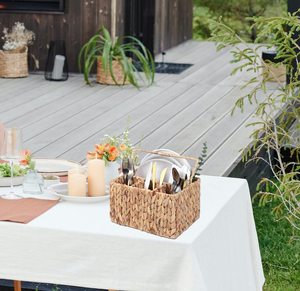 Support d'argenterie en jacinthe d'eau de meilleure qualité, couverts tissés à la main avec poignée, fonction Munti faite à la main, organisateur de couverts en osier - Product Image 6