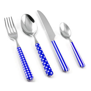 Juego de cubiertos con mango de resina azul fabricado en la India, último diseño, cubiertos de Metal, cuchara, tenedor, cuchillo, acabado plateado para uso en restaurante - Product Image 2