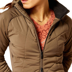 Factory Outlet Trendy Women's Puffer Jacket con mangas largas Transpirable Cuello con capucha Tejido de lona de punto - Product Image 6