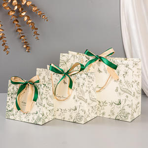 Bolsa de Regalo Retro Europea <span class=keywords><strong>MU</strong></span>, Bolsa de Mano con Lazo, Papel Kraft Blanco, Logotipo Personalizado para Festivales - Product Image 4