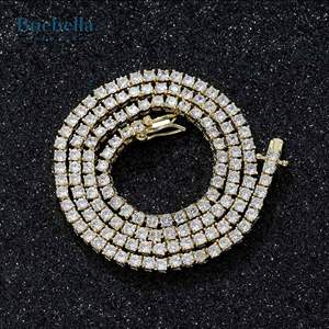 Offre Spéciale Colliers élégants en argent 925 plaqué or 14 carats avec chaîne de tennis en diamant Moissanite de 3mm pour hommes - Product Image 2