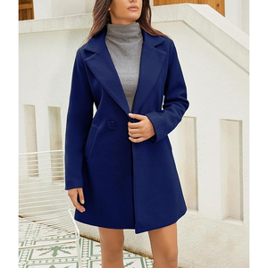 Abrigos largos de algodón para mujer, abrigo de guisante con cuello de solapa, chaquetas ajustadas de invierno, gabardina, prendas de vestir - Product Image 2