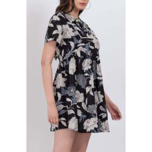 Vestido Mini Tipo Babydoll de Algodón con Estampado Floral Negro para Mujer, Talla XS, Cintura Elástica, Transpirable, Estilo Casual, Superventas - Product Image 6