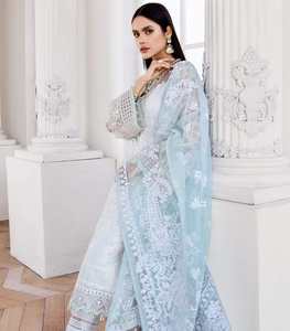 Indien pakistanais dernière mousseline de soie brodée Salwar Kameez avec maçonnerie lourde Collection de mariage de luxe vente chaude robe 0408 - Product Image 4